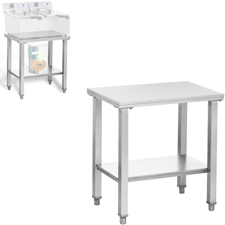 Baza universala pentru friteuze, Royal Catering, model RCSF-15D, 62x42cm, capacitate 150kg, din inox, cu 2 polite