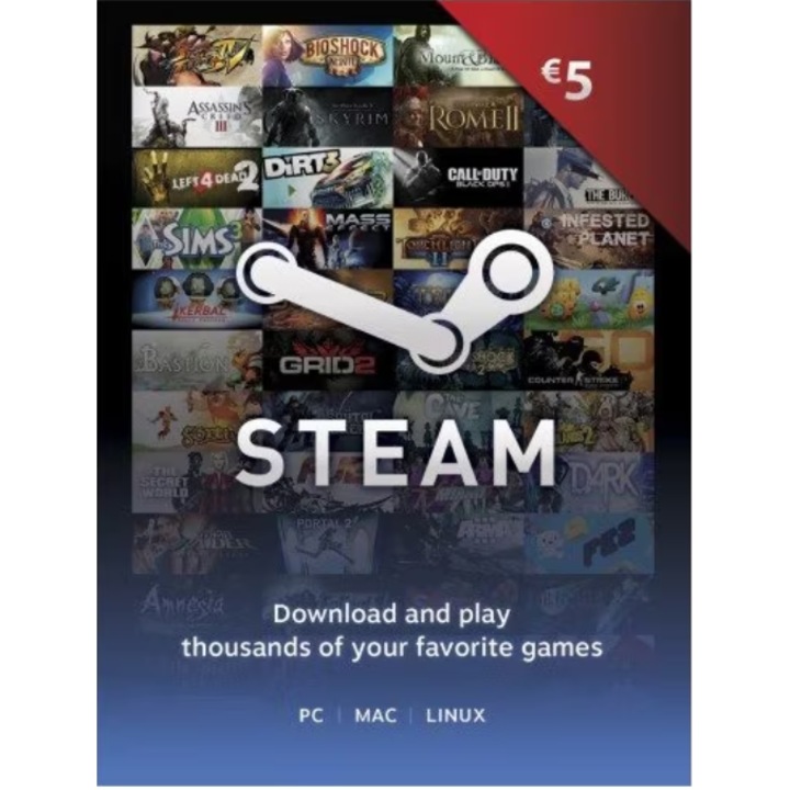 Cod Steam Wallet 5 Euro (Scop Multiplu)