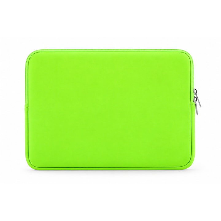 Husa de protectie si transport laptop, din Neopren, Dimeniune maxima 15,6" Inch, Fermoar, Rezistenta la Stropire/Burete moale impotriva socurilor, Verde