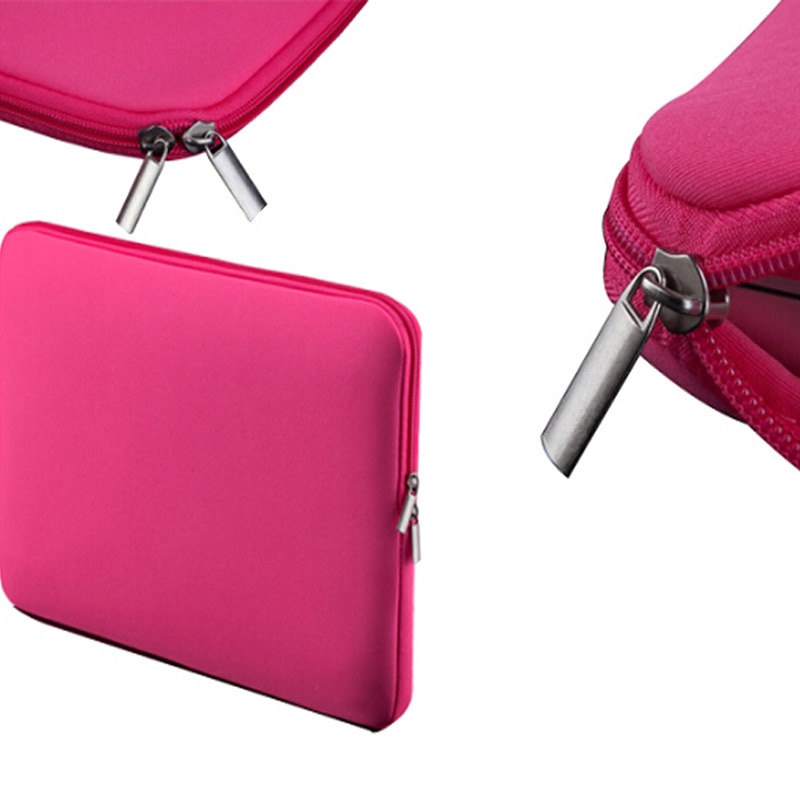 Husa de protectie si transport laptop, din Neopren, Dimeniune maxima 15,6" Inch, Fermoar, Rezistenta la Stropire/Burete moale impotriva socurilor, Roz