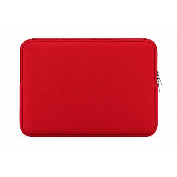 Husa de protectie si transport laptop, din Neopren, Dimeniune maxima 15 "6" Inch, Fermoar, Rezistenta la Stropire/Burete moale impotriva socurilor, Rosu