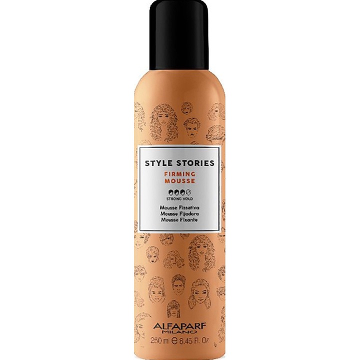 Пяна за къдрава коса Style Stories Firming Mousse, Alfaparf Milano, 250 ml, оранжево/черно
