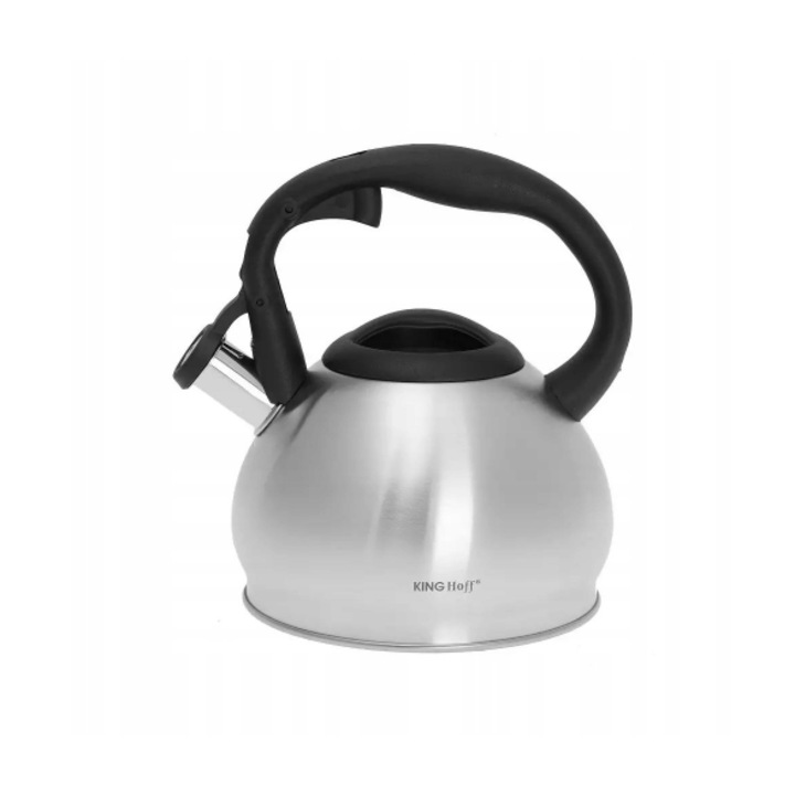 Ceainic cu sita, inox, 1.2l argintiu cu maner negru, Kinghoff