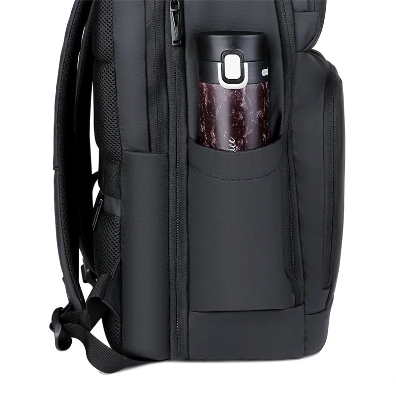 Rucsac laptop 17" pentru calatorii, expandabil, cu buzunar antifurt si port USB, Escalate, 31x19/24x47 cm, Negru