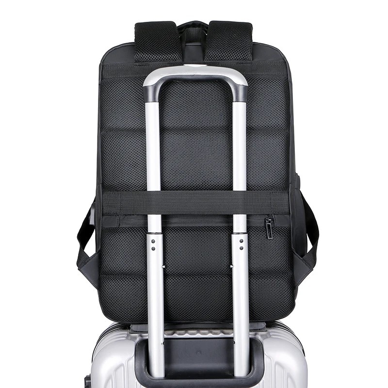 Rucsac laptop 17" pentru calatorii, expandabil, cu buzunar antifurt si port USB, Escalate, 31x19/24x47 cm, Negru