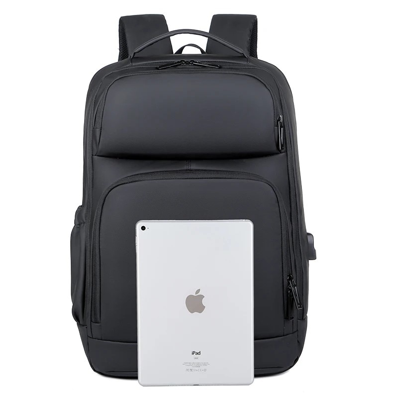 Rucsac laptop 17" pentru calatorii, expandabil, cu buzunar antifurt si port USB, Escalate, 31x19/24x47 cm, Negru