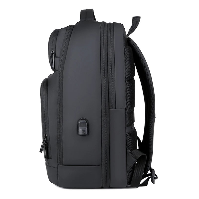 Rucsac laptop 17" pentru calatorii, expandabil, cu buzunar antifurt si port USB, Escalate, 31x19/24x47 cm, Negru