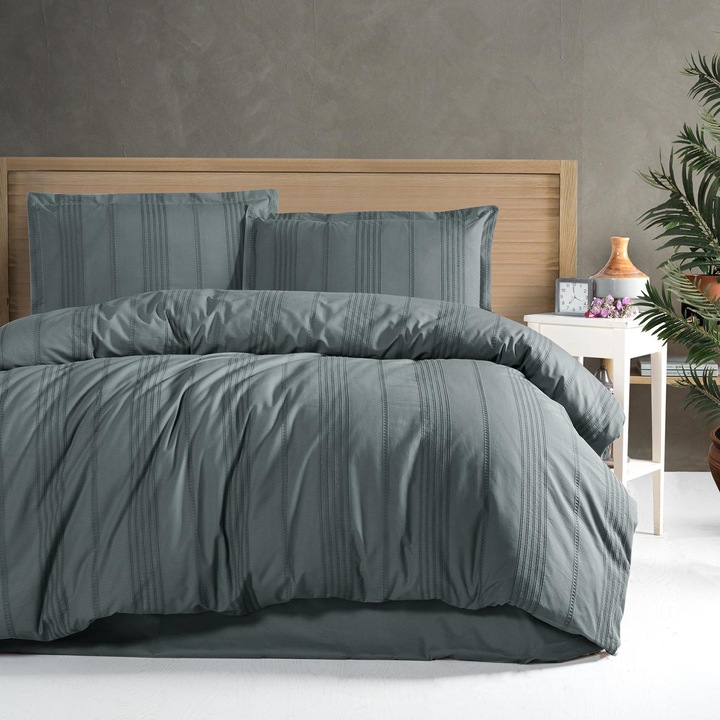 Ranforce Boutique franciaágynemű 4 db, lepedő 240x260 cm, paplan 200x220 cm, SZÜRKE, Clasy ARAKIS V1