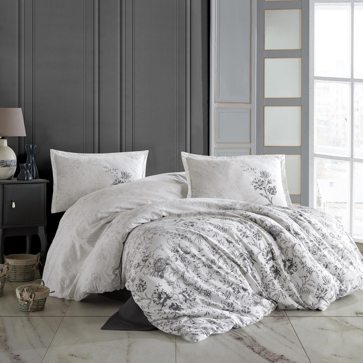 Двойно спално бельо 100% памук ранфорс 4 части king size 240 x 260 см, Elegant, White / Black, Classy NAPA
