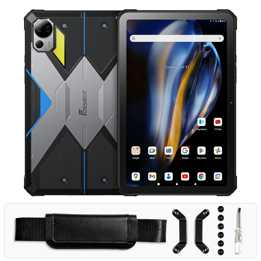 Tableta FOSSiBOT DT2, 10.4'' HD, Android 13.0, 4G+WiFi 6, 20(12+8) GB RAM+256GB ROM, octa-core, Baterie 22000mAh, 66W Fast Charge, 64MP + 32MP, Bluetooth BT5.0, OTG, GPS, Dual SIM, Negru/Albastru
