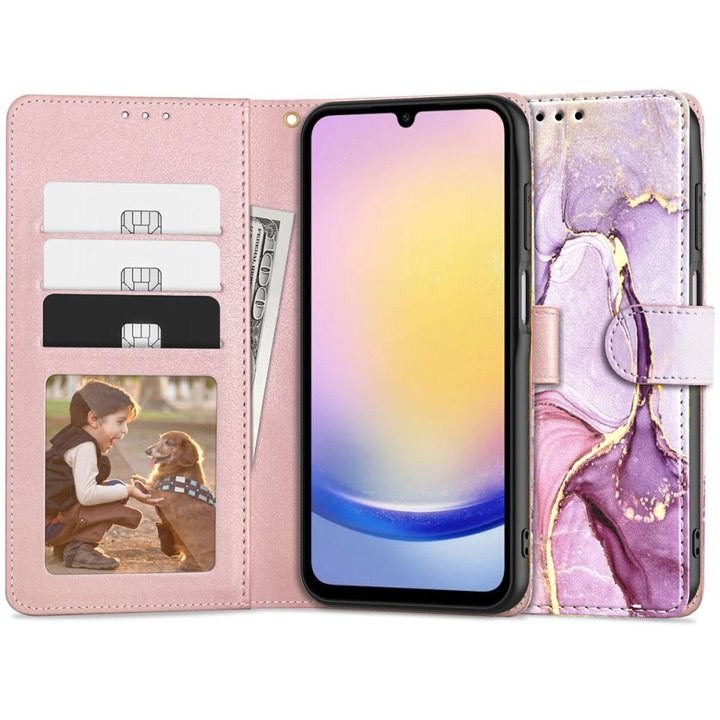 Калъф fixGuard Wallet за Samsung Galaxy A25 5G, Marble