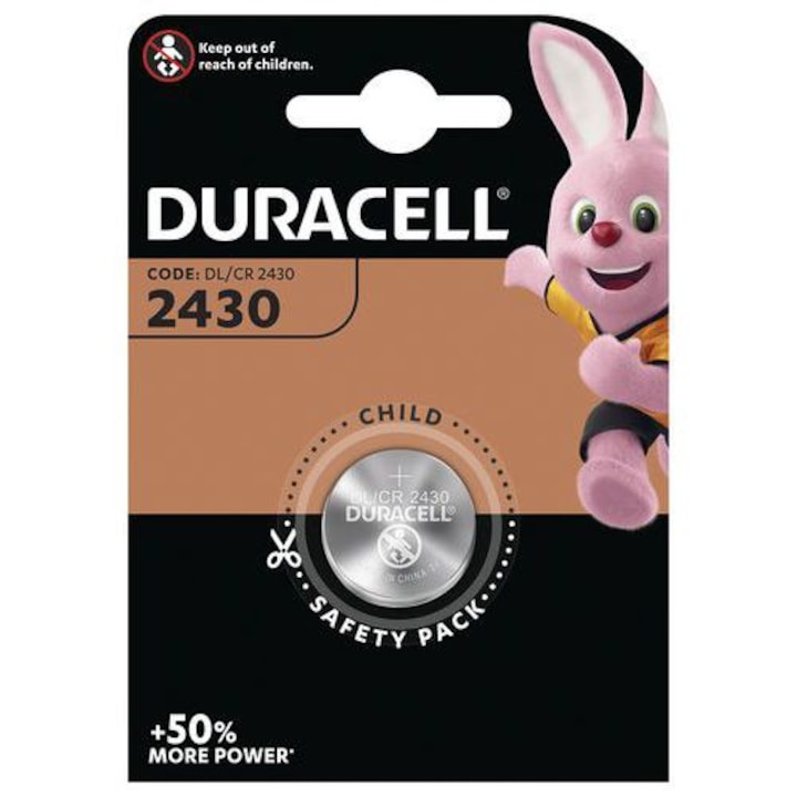 Литиева батерия Duracell, CR2430, 3V, 285 mAh