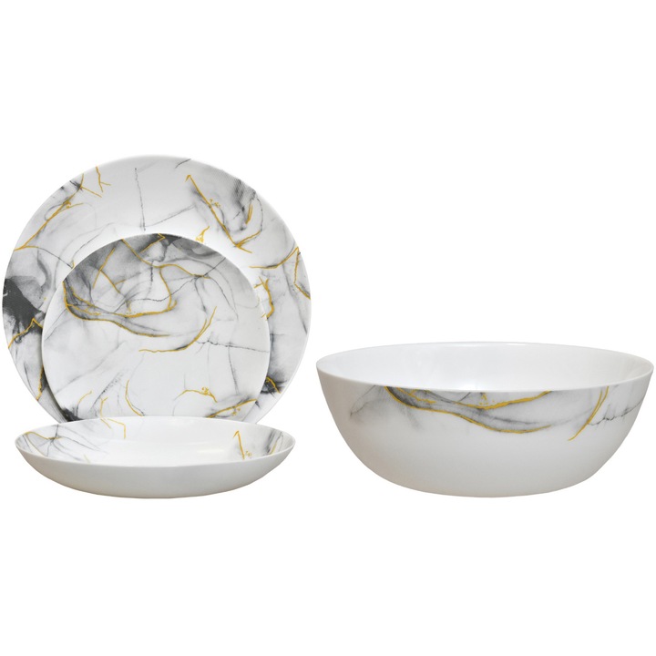 Serviciu de masa Dinova Decor Gray, opal, 19 piese