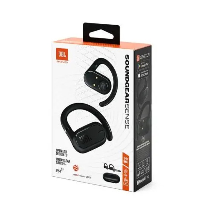 Casti audio sport JBL Soundgear Sense, Rezistenta la apa IP54 Negru