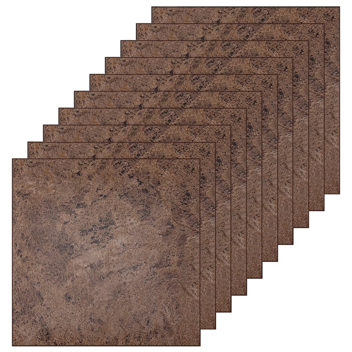 Комплект от 40 самозалепващи се плочки за подова настилка от мрамор Mica Teno®, покриваща повърхност 3,72 кв.м, за многократна употреба, силно лепило, незалепващо, водоустойчиво, модерен външен вид, 30,5 x 30,5, Кафяв