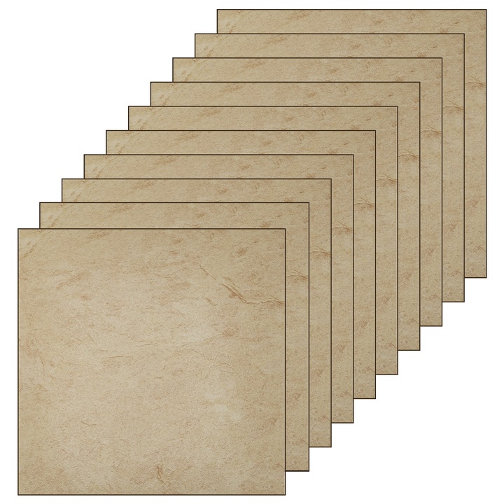 Комплект от 10 самозалепващи се мраморни подови плочки Mica Teno, покриваща повърхност 0,93 кв. м, за многократна употреба, силно лепило, незалепващо, водоустойчиво, модерен външен вид, 30,5 x 30,5, Бежов