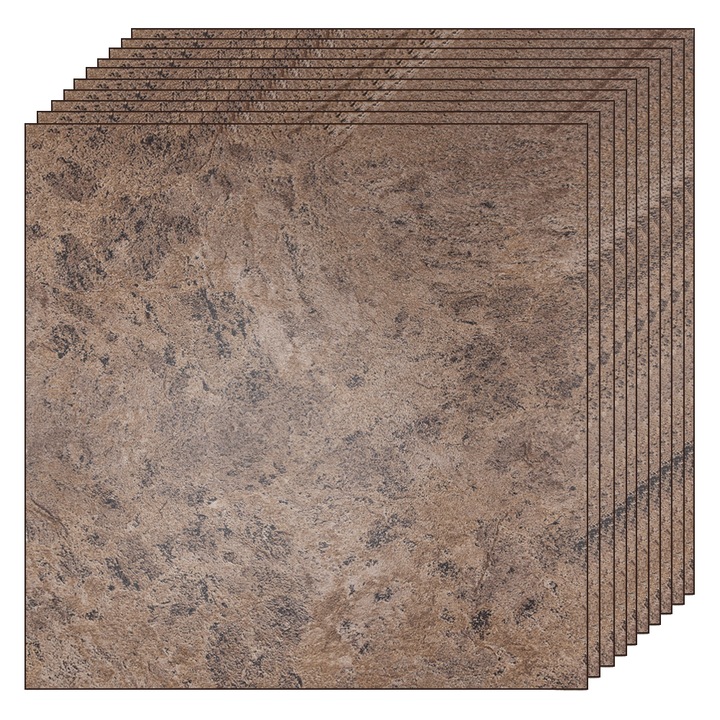 Комплект от 40 големи самозалепващи мраморни плочки Teno®, покриваща повърхност 8,35 кв. м, за многократна употреба, силно лепило, незалепващо, водоустойчиво, модерен вид, 45,7 x 45,7 см, кафяво