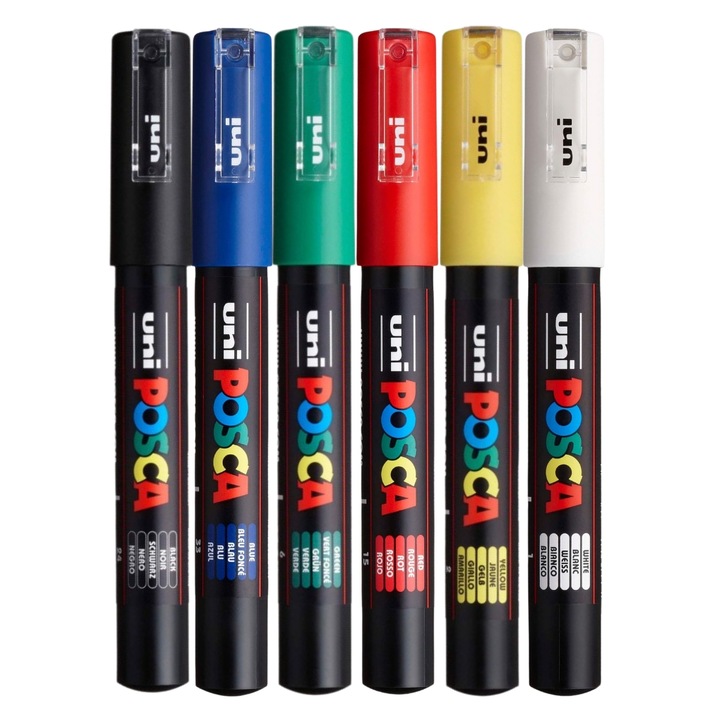 Set 6 Markere UNI-POSCA PC-1M, 0.7-1 mm, POS24