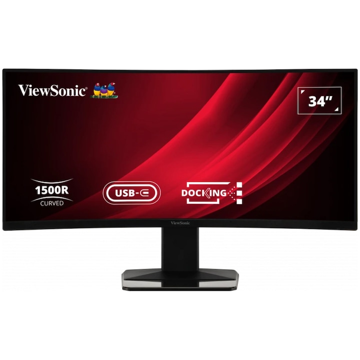 ViewSonic 34" LED monitor VG3419C, UWQHD, DOCKING, Type-C, Display Port, HDMI, KVM, Vesa, Fekete