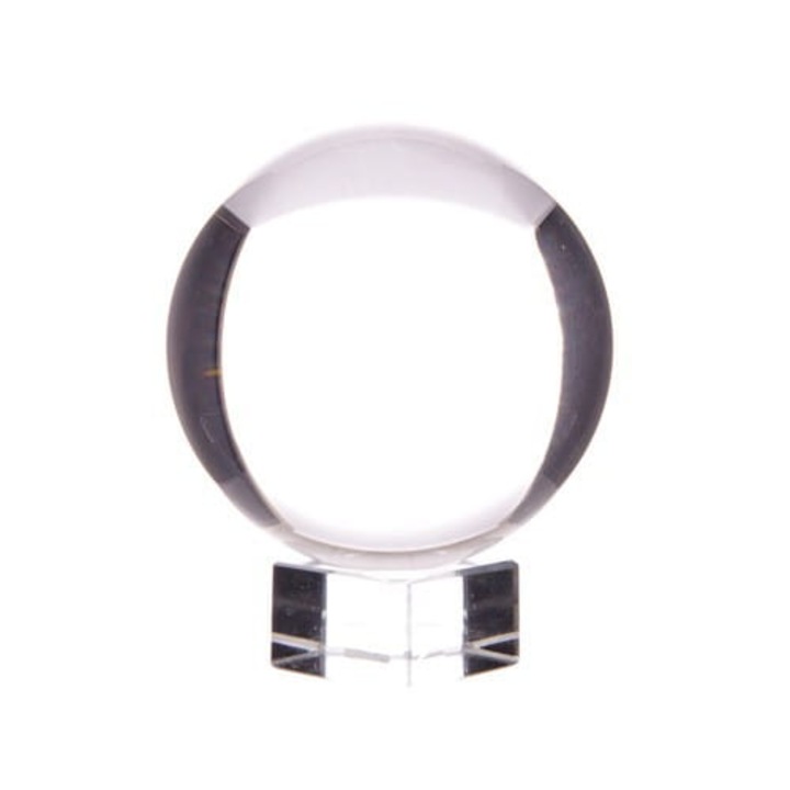 Kristálygömb állvánnyal, Ancient Wisdom, 50mm, Átlátszó