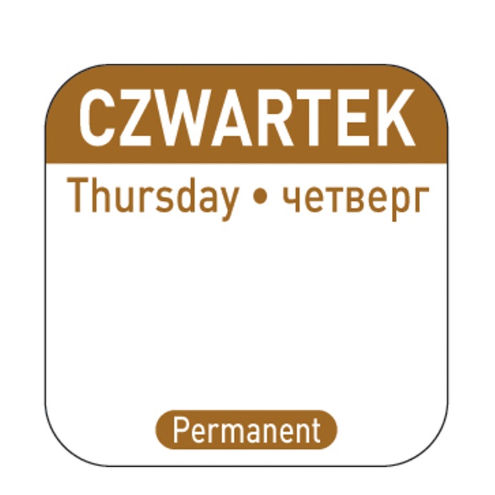 Etichete autoadezive Food Safety, Hendi, 1000 bucati, pentru fiecare zi a saptamanii, 25x25mm, joi