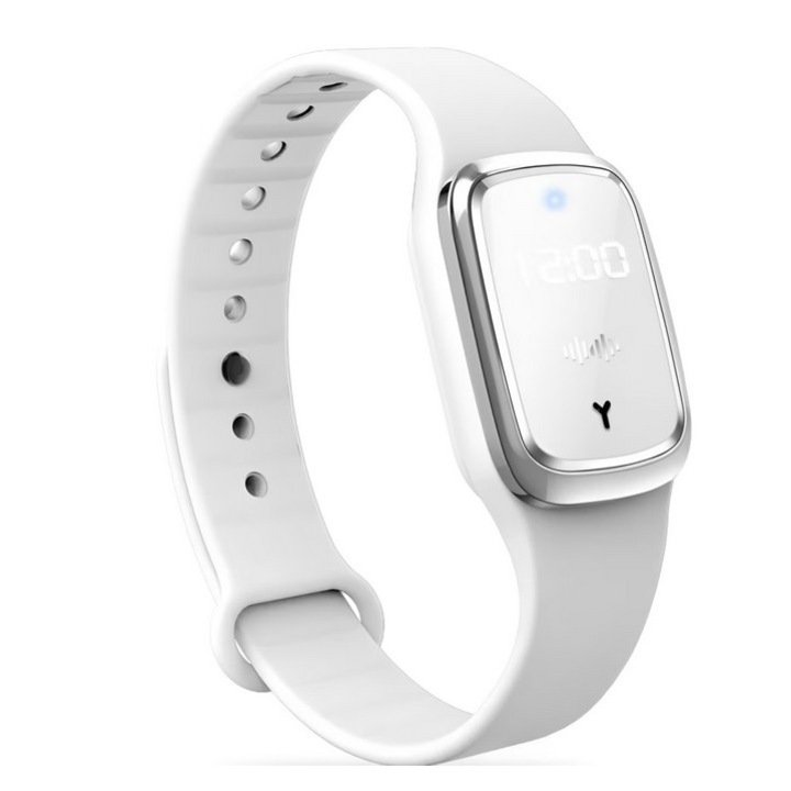 Ултразвукова гривна против комари DAVIDAMI CONCEPT с функция часовник, бяла