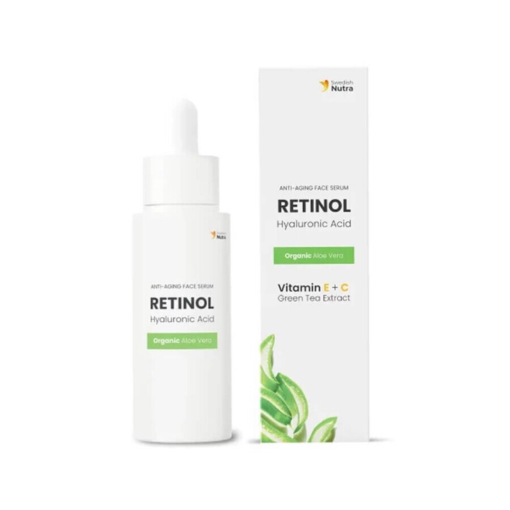Ser cu Retinol, Acid Hialuronic, Vitamina C si E, Aloe Vera si Ceai Verde, 30ml – Swedish SkinCare