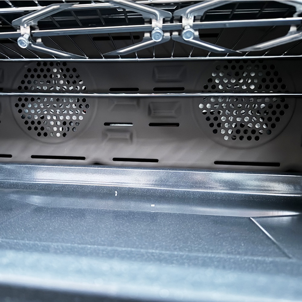 Aragaz 90 cm Nando Graphite Grey Studio Casa, 5 zone de gatit, Gaz, Wok, Rotisor, Timer digital, Termostat cuptor, Grill electric, Gratare fonta, Aprindere electrica, Clasa energetica A, Gri
