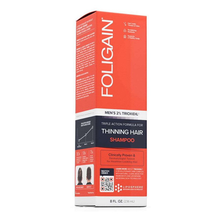 Sampon, foligain, Thinning Hair, trioxidil 2%, hajnövekedést serkentő, férfiaknak, 236 ml