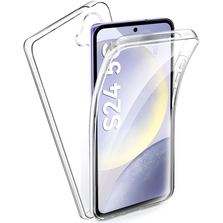 Калъф 360 ALC Mobile, съвместим с Samsung Galaxy S24, V2 Прозрачен отпред+зад