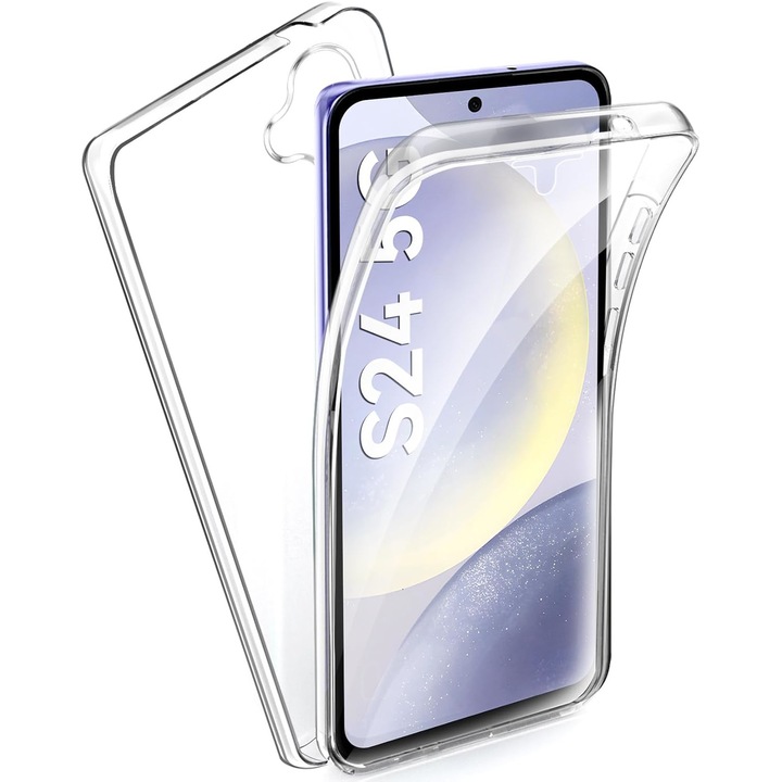 Husa 360 ALC Mobile, compatibila cu Samsung Galaxy S24, V2 Transparent fata+spate