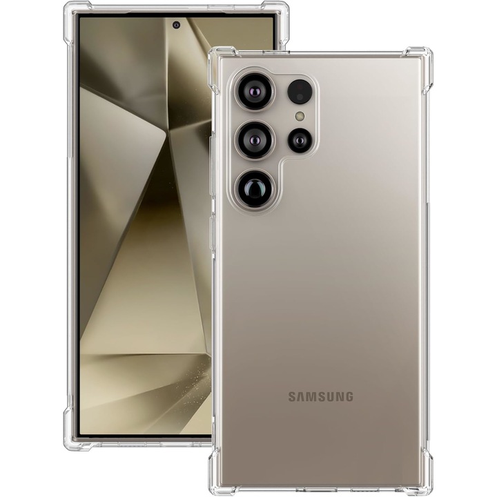 Силиконов калъф ALC Mobile, прозрачен противоударен, съвместим със Samsung Galaxy S24 Ultra