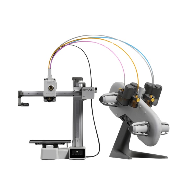 Мини 3D принтер Bambu Lab A1 с AMS поддръжка, печат с максимум 4 цвята, 500 mm/s, 180x 180x 180 mm, напълно автоматично калибриране