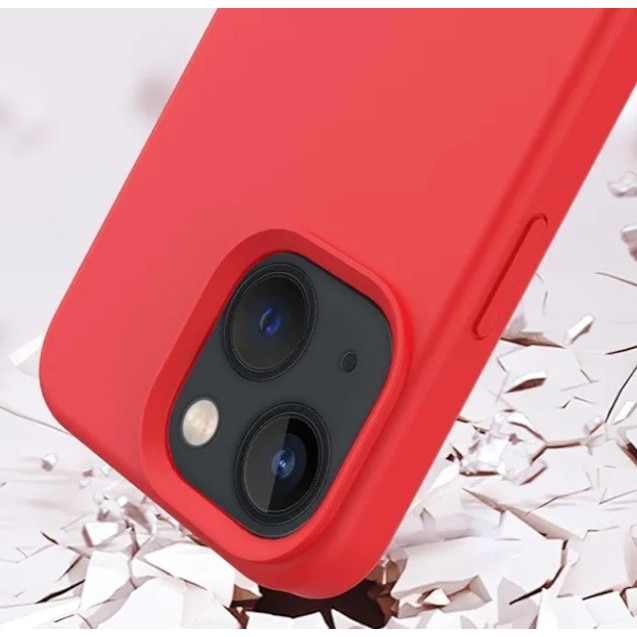 Husa silicon antisoc cu microfibra in interior compatibila cu Iphone 15 Rosu