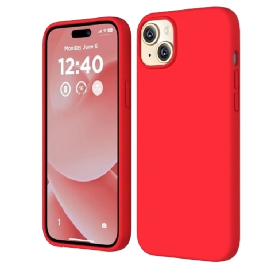 Husa silicon antisoc cu microfibra in interior compatibila cu Iphone 15 Rosu