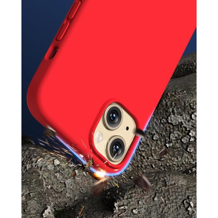 Husa silicon antisoc cu microfibra in interior compatibila cu Iphone 15 Rosu