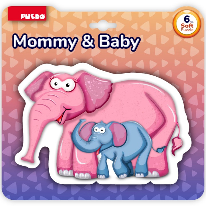 Магнитен пъзел Puedo - Майка и дете, Слон, 8 части