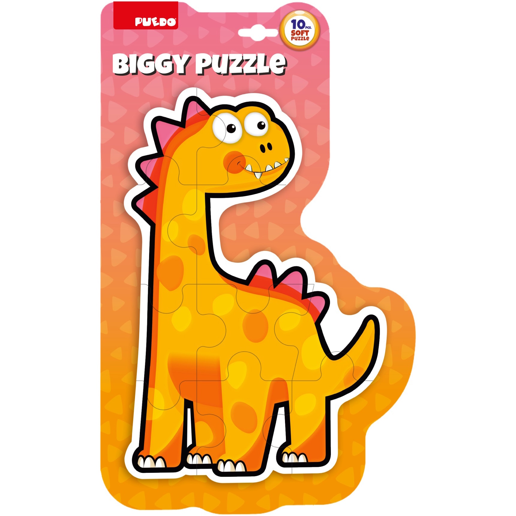 Puzzle din spuma Puedo - Dinozaur, portocaliu, 10 piese