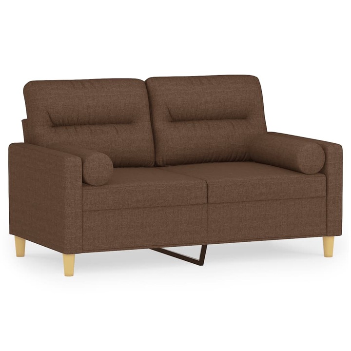 Canapea cu 2 locuri cu pernute vidaXL, maro, 120 cm, textil, 19.8 kg