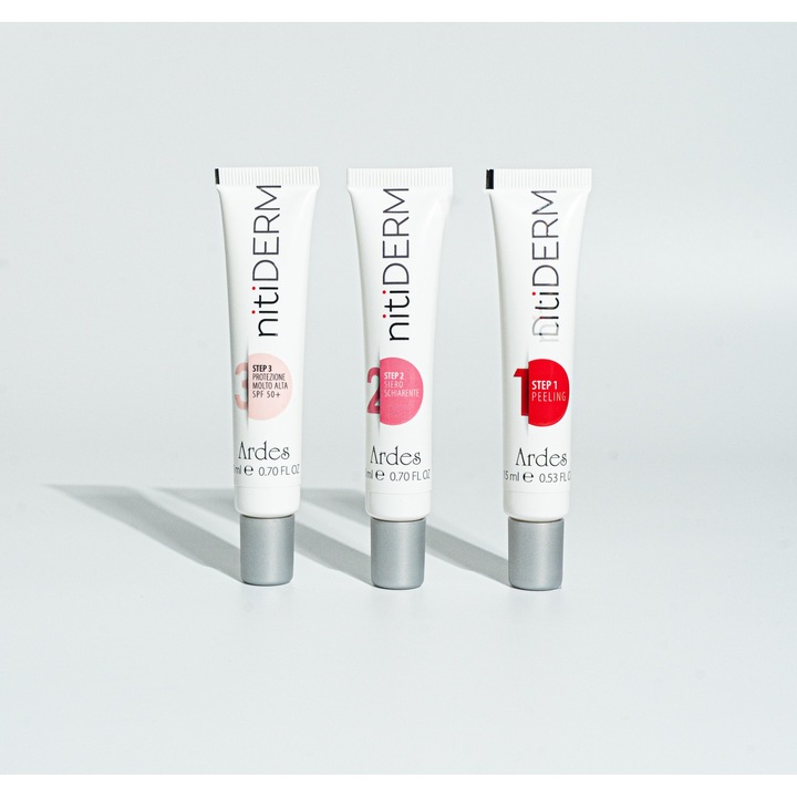 Tratament in 3 pasi pentru pete pigmentare Kit NitiDERM 45 ml