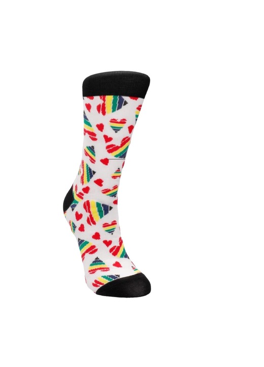 Sosete dama, Sexy Socks, Elastan, Alb/Rosu, 36-41 EU