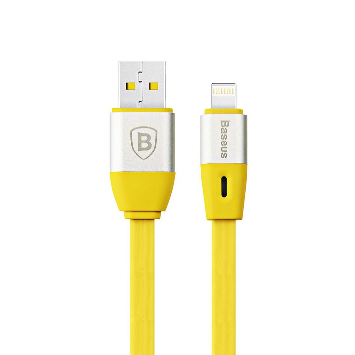 Кабел с конектори Lightning и USB, BASEUS Smart Power Off, жълт