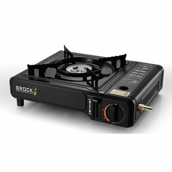 Газов котлон Brock PSG 001 BK, 1 зона, 2в1, LPG (G30, G31), Корпус от емайлирана стомана, Къмпинг, Външен газов котлон