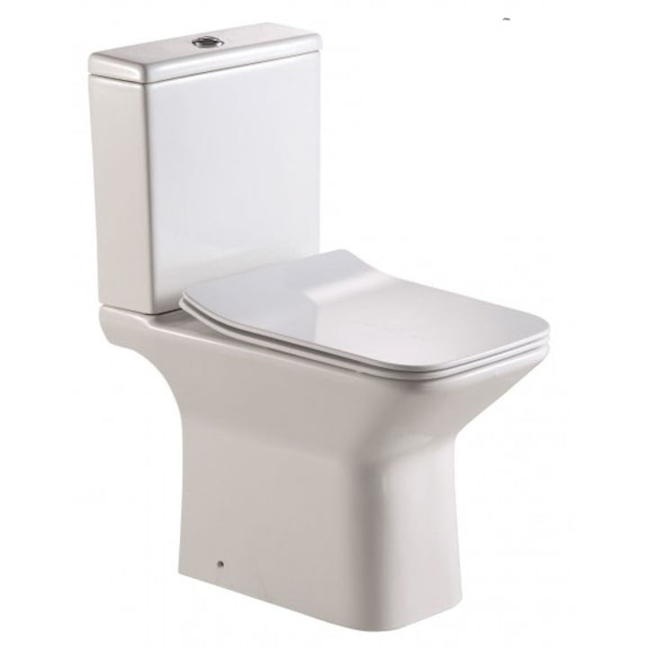 Моноблок тоалетна чиния Inter Ceramic 7737 NANO, Rimless(без ръб), Задно оттичане, White