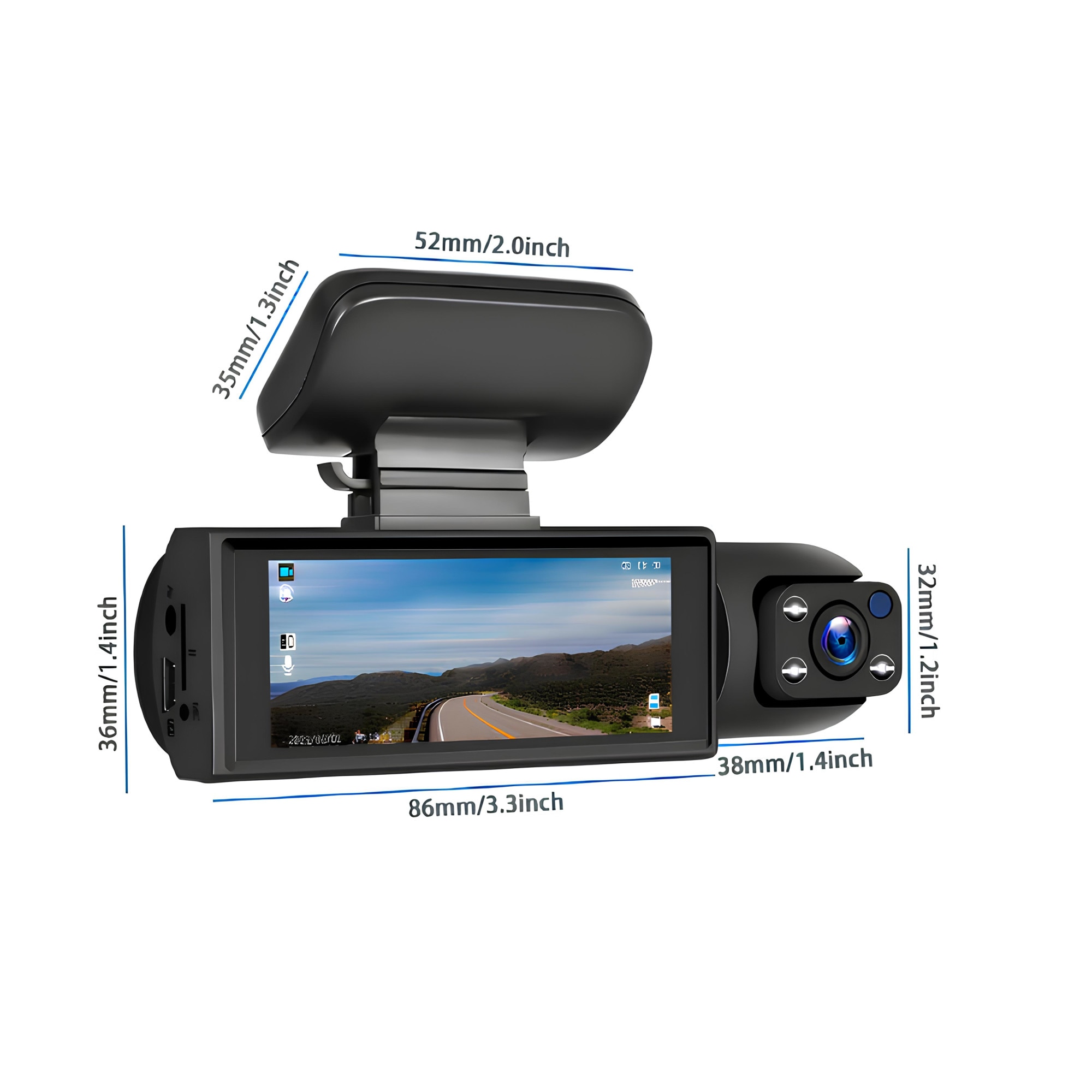 Видеорегистратор с DVR, 3,16-инчов IPS екран със сензорен екран, G ...