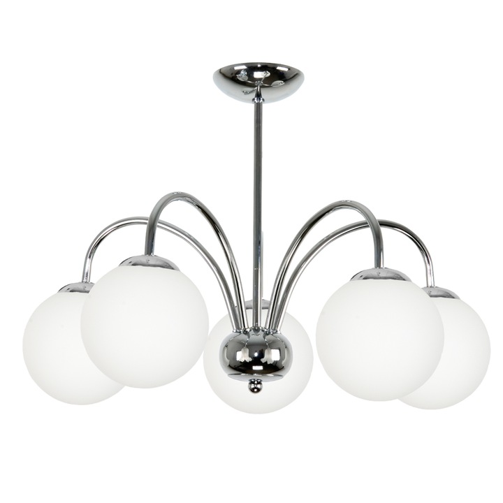 Lampa de tavan, EDYLIT, Metal, Soclu E14, Alb/Argintiu