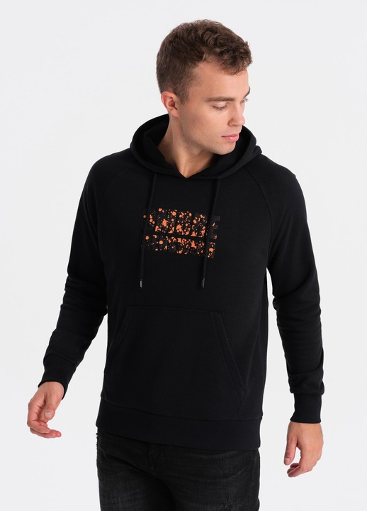 Мъжки суитчър OMBRE OM-SSPS-0155, С качулка, Без цип, Черен