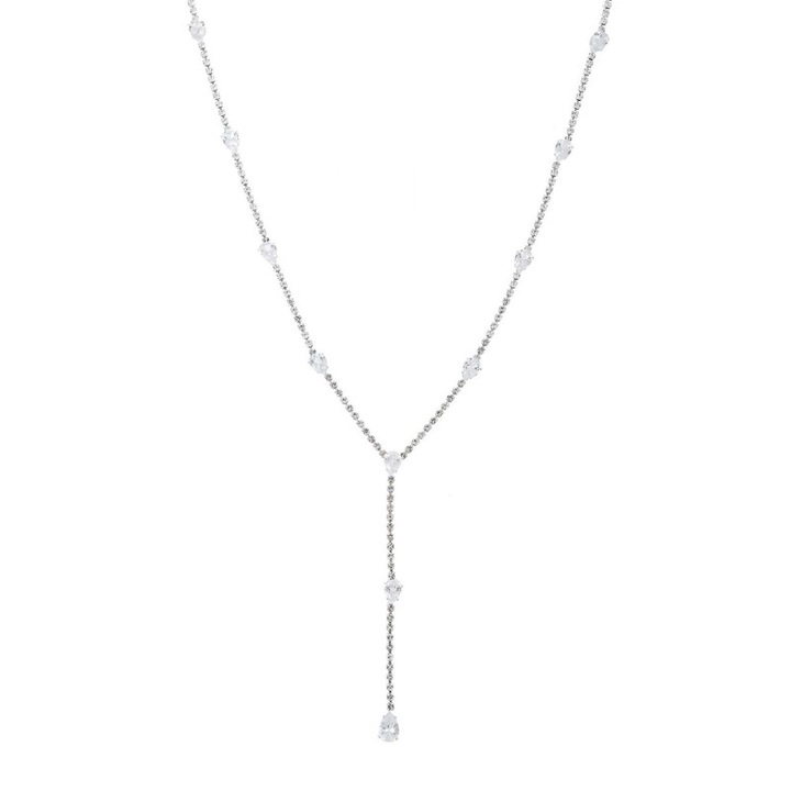 Colier dama, Cupru/Zirconiu, Placat cu aur, Argintiu