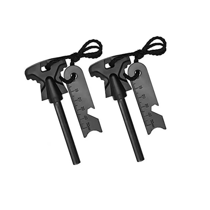 Set 2 Amnare pentru camping, drumetie, supravietuire, 11 cm, Negru