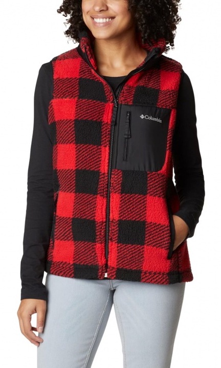 Дамска жилетка Columbia West Bend, полиестер, червено/черно, S